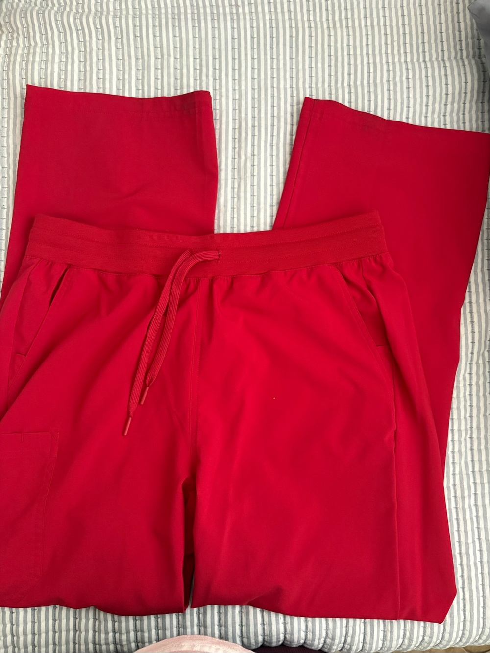 Carhartt Women's Red Drawstring Wide-Leg Scrub Pants